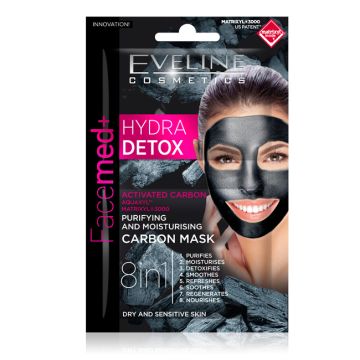 Eveline Facemed purifying with activated carbon hydra detox maska za lice 2x5ml