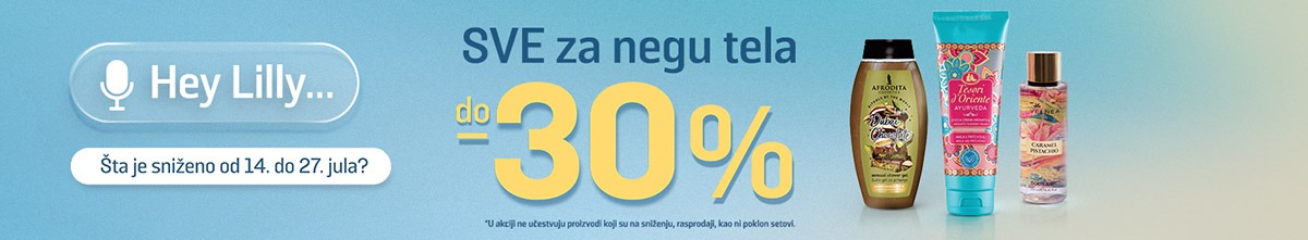 baner sa popustima na sve za negu tela u julu do 30%